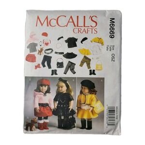 Vintage Y2K  McCall's Uncut Sewing Pattern 3469 Shoe Hat Purse 18" American Doll